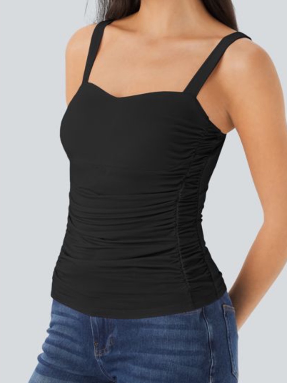 Halara NWT Ruched Black Tank Women’s S Fall Layering